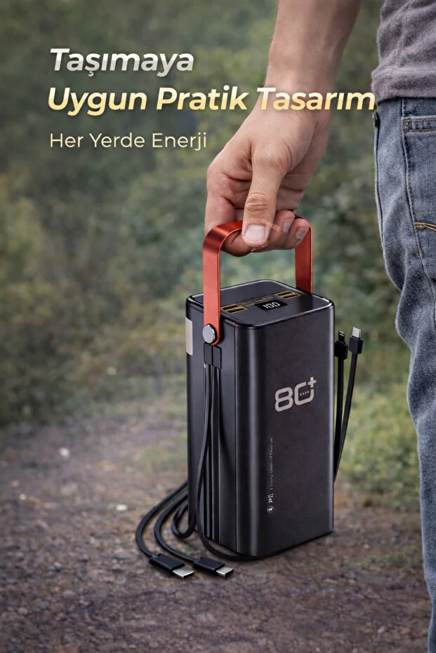 80.000 mAh Güçlü Powerbank LED Işıklı